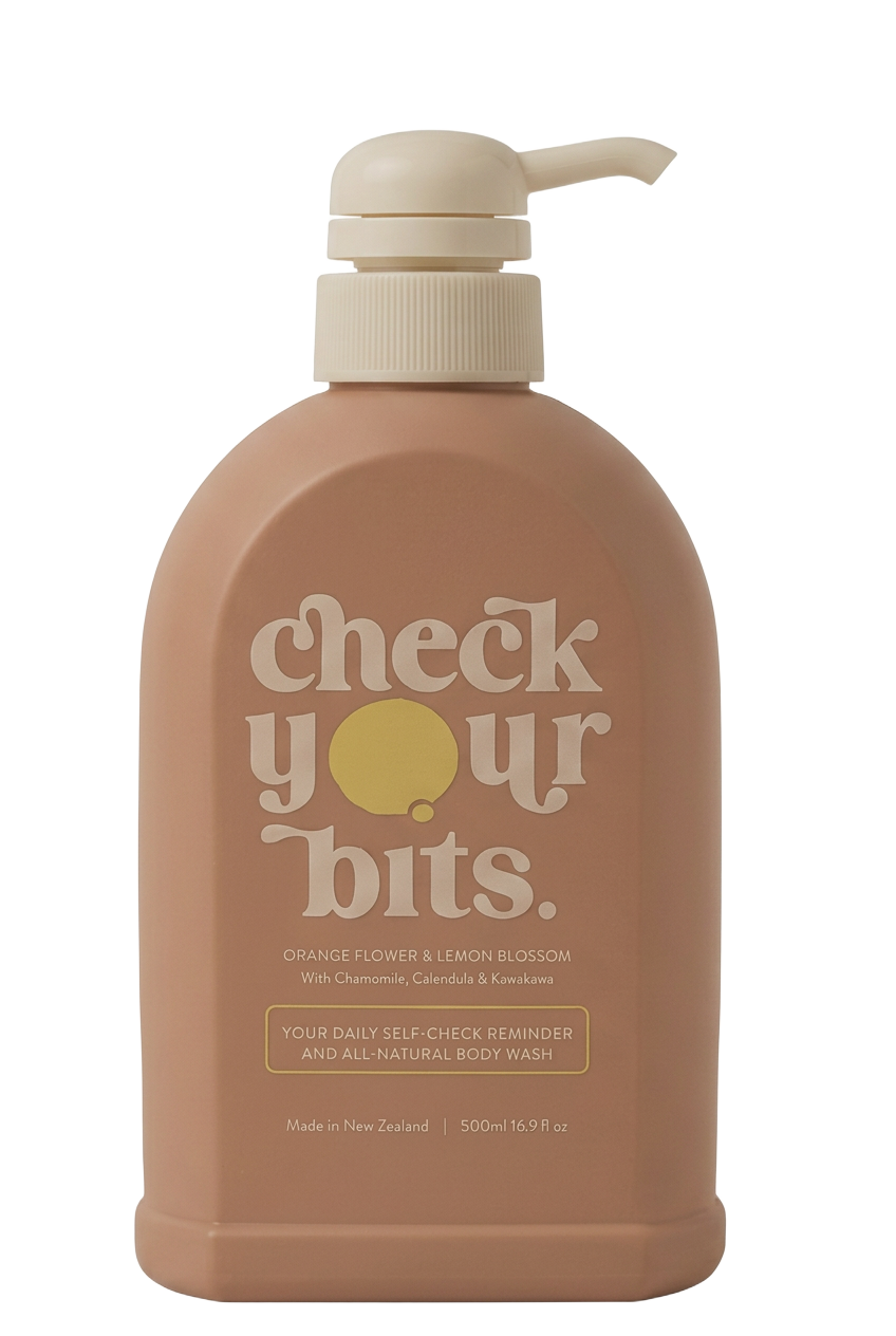 Check Your Bits terracotta body wash pump bottle